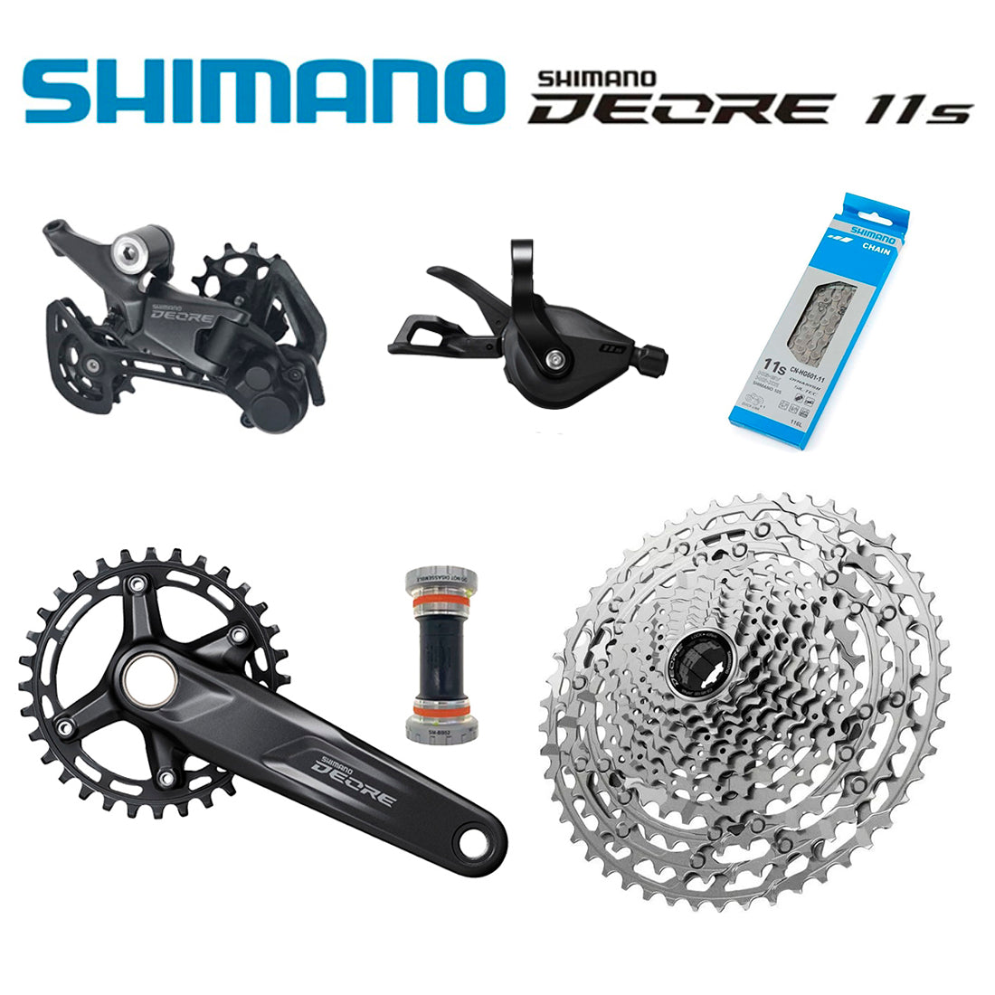 Transmisión 1x11 Shimano Deore (Shimano HG) + Bielas Deore